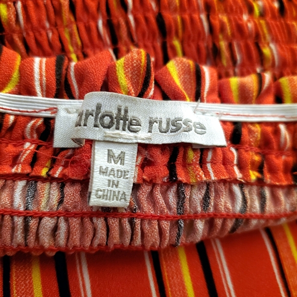 Charlotte Russe Strapless Tube Top Orange striped Jumpsuit M - Picture 3 of 5